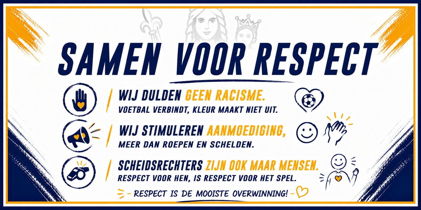 Samen voor respect banner van Excelsior Nieuwkerken
